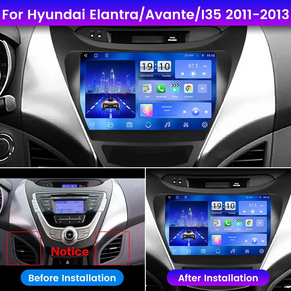 2Din Android Car Radio For Hyundai Elantra Avante I35 2011-2013 Multimedia Video Player GPS Navigation Stereo Audio Head Unit