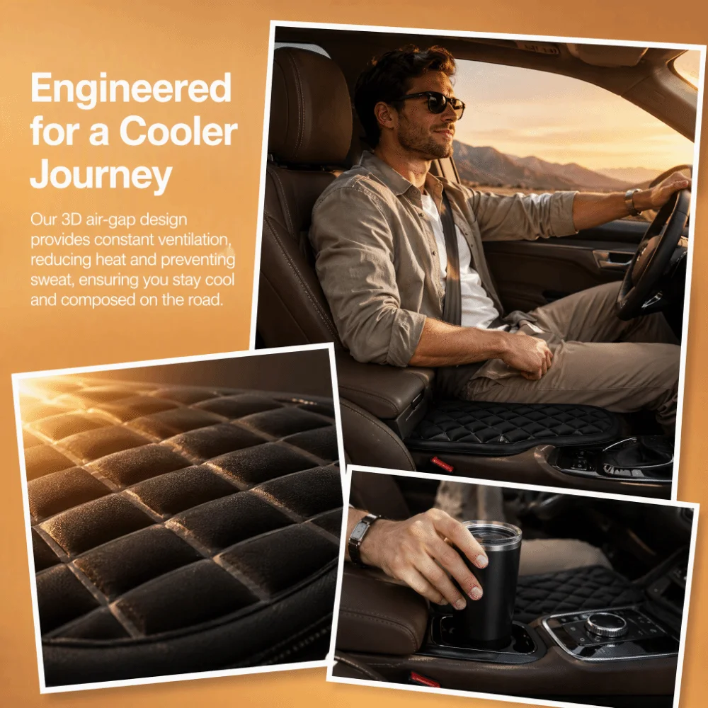 3D Suspended Car Seat Cushion Non-Slip Breathable Driver Seat Cushion with Comfort Memory Foam Soft Office Chair Seat Cover