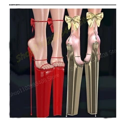 Red Back Butterfly Knot Decor Hollow Sandals Patent Leather Extreme Stiletto High Heel Fashion Women Shoes 2024 New Para Mujere