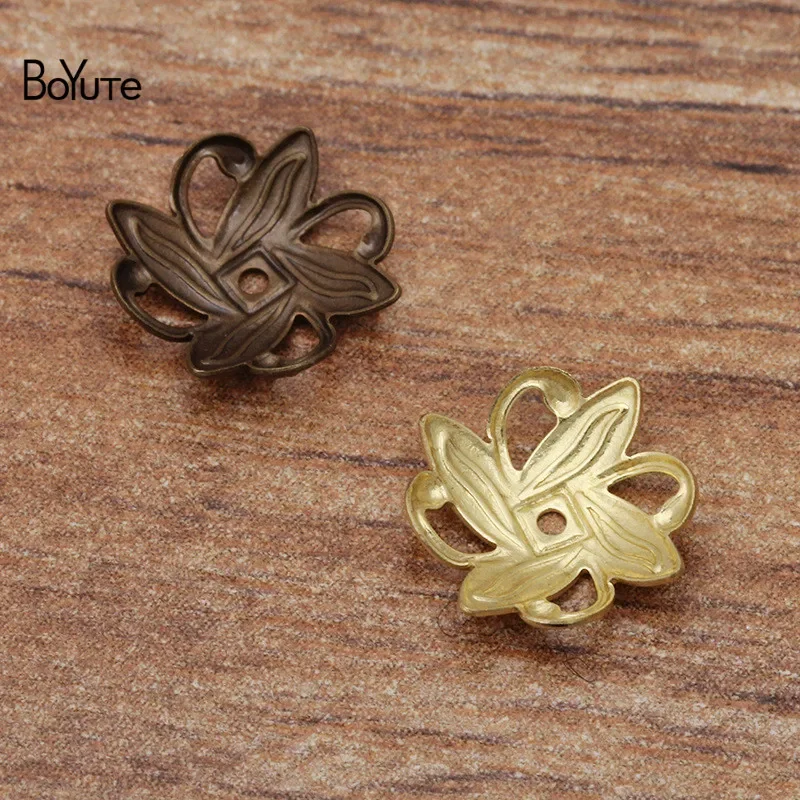 BoYuTe Wholesale (200 Pieces/Lot) Metal Brass Stamping 2*10MM Filigree Flower Bead Caps Charms DIY Hand Made Jewelry Accessories image 6