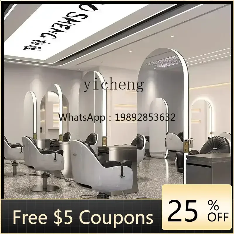 L2-4 barber shop mirror table with light single and double-sided hair cutting floor mirror high-end barber shop mirror for hair