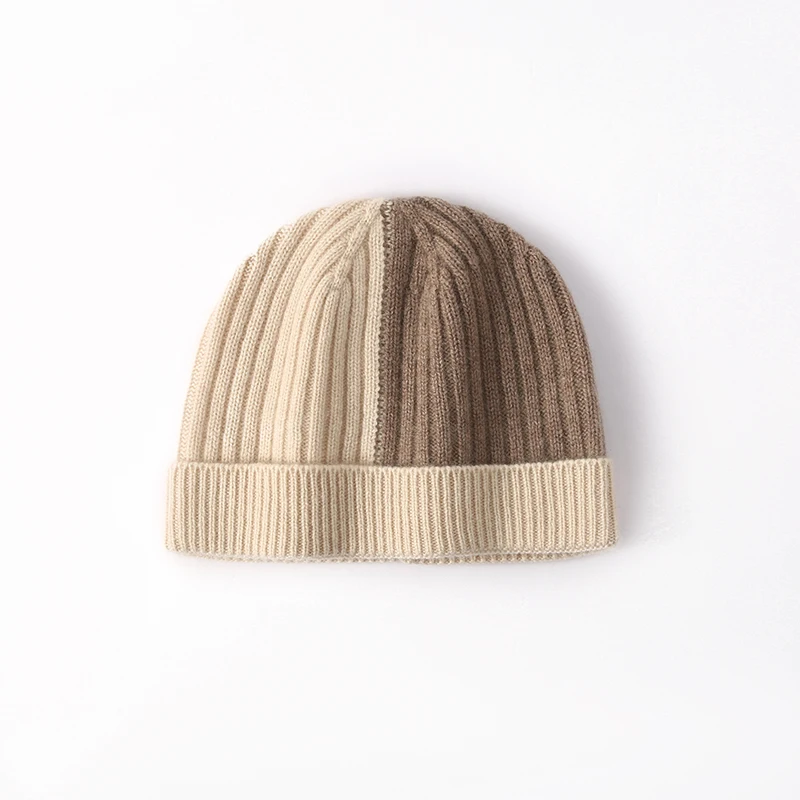 المرأة 100% الكشمير ثلاثة حبلا سميكة اللون منعت مخطط محبوك قبعة شتاء دافئ في الهواء الطلق يندبروف البلوز قبعات الرجال