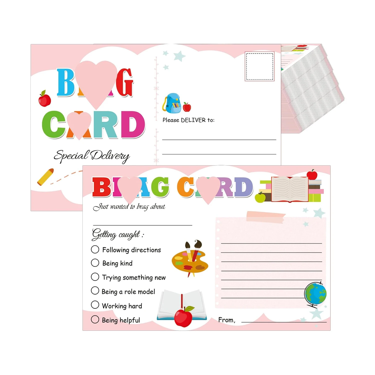 50 Pcs Teacher Mail Cards Classroom Incentives Reward Punch Card Sunshine Students Positive Behavior Management Card