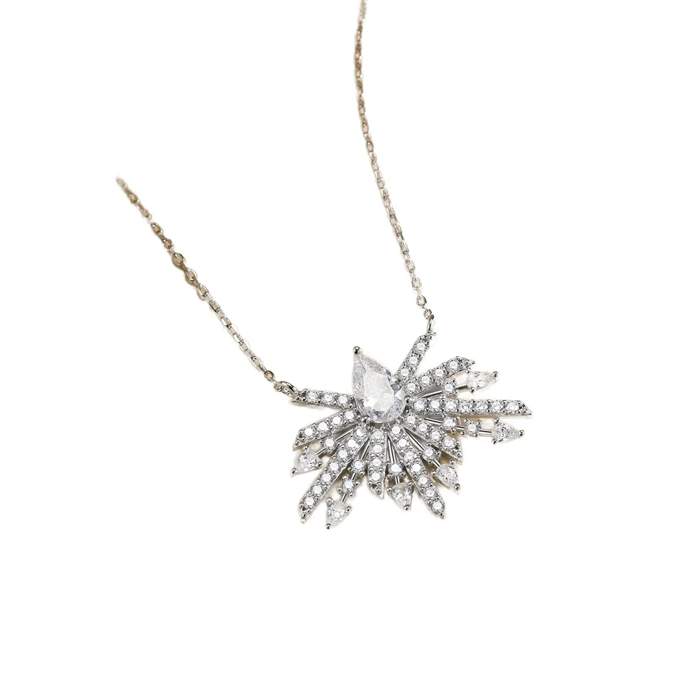 

Wholesale Price Customized 925 Sterling Silver Pendant Necklace Pear Cut Zircon Stone Fashion Jewelry Diamond Main Stone Chains