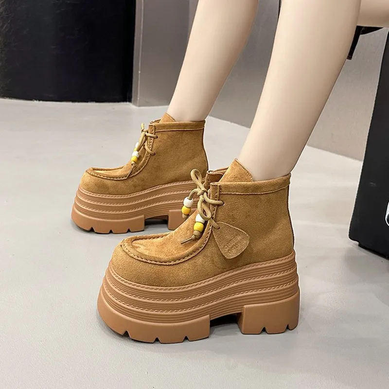 2025 منصة فاخرة حذاء بوت بطول الكاحل المرأة عالية الكعب مصمم أحذية الدانتيل موضة الشتاء أحذية امرأة قصيرة الاتجاه الجديد أحذية رياضية #4