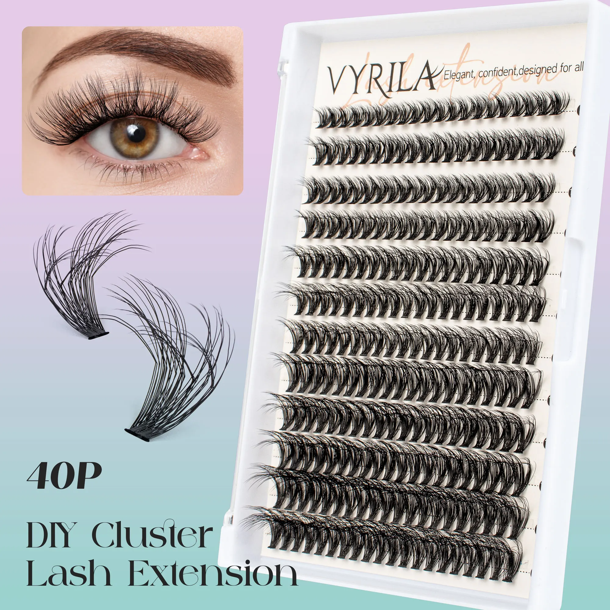 

240pcs Lash Cluster Individual Lashes 8-16mm DIY Lash Extension C Curl Lash Clusters 3D Natural Faux Mink Eyelash