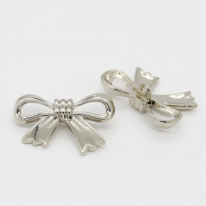 50Pcs Sweet Princess Style Bow Shaped Metal Buttons for Decorative Purposes Sweaters in Bulk Sewing Accessories Wholesale