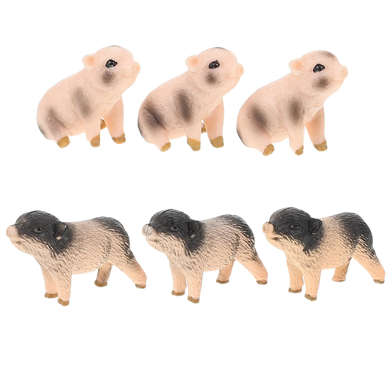 6Pcs Realistic Resin Pig Statues Lifelike Farm Animal Figures for Educational Play Fairy Garden Decor Terrarium Miniatures Table