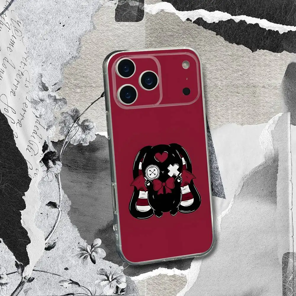 Love Black and Cute Emo For iPhone 17,16,15,14,13,12,11 Plus,Pro,Max,XR,XS,X,7,8 Plus,SE,Mini Transparent Soft Phone Case - view 3