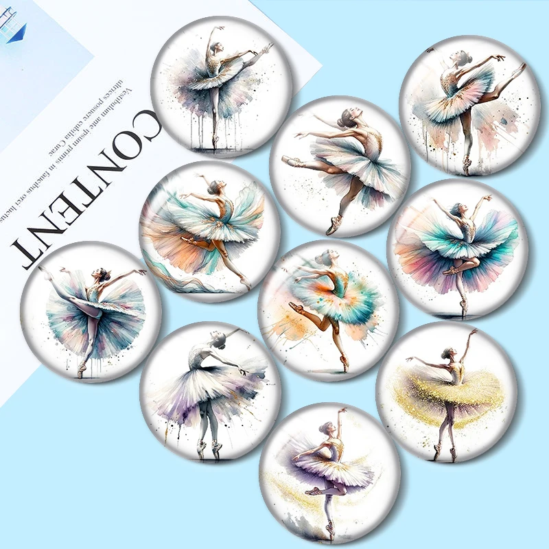 Cabujón de vidrio de bailarina de ballet de 12/18/20/25mm para pulseras, colgantes, anillos, pendientes y otros accesorios de joyería.