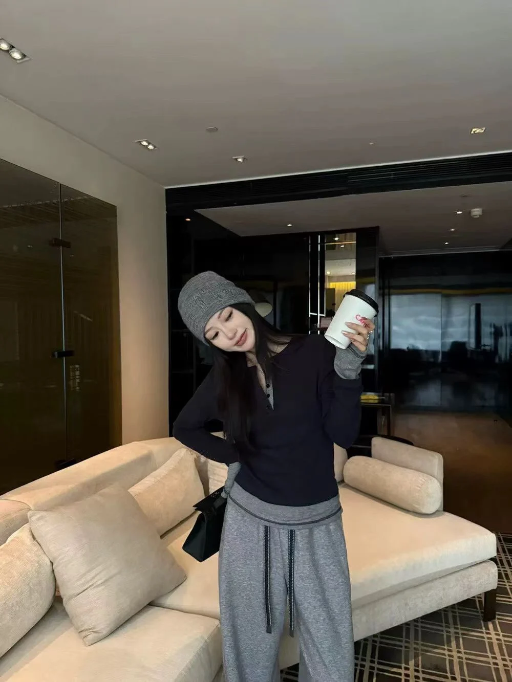 Commute Sle Fce Forrado f Cuello abierto Color Blo Falso Base de dos piezas irt Pequeño irt Versión coreana Slim Fit Algodón...