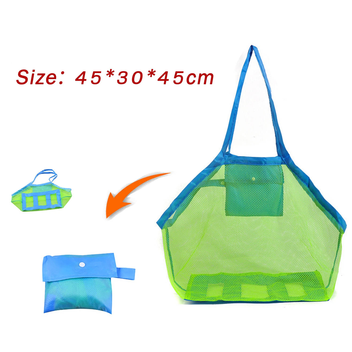 Portable Outdoor Beach Mesh Bag Children Sand Away Foldable Kids Beach Toys Clothes Bags Toy Storage Sundries Organiser Bag