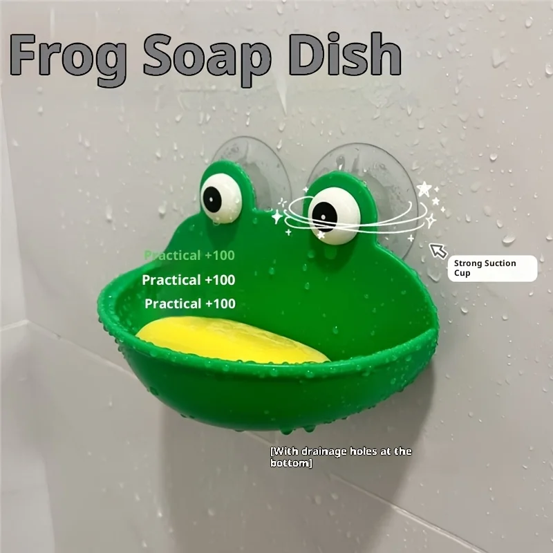 1pc Suction Cup Frog Soap Dish - Soap Box - Creative Design - Little Frog Soap Holder - Soap - High Aesthetic - Soap Rack