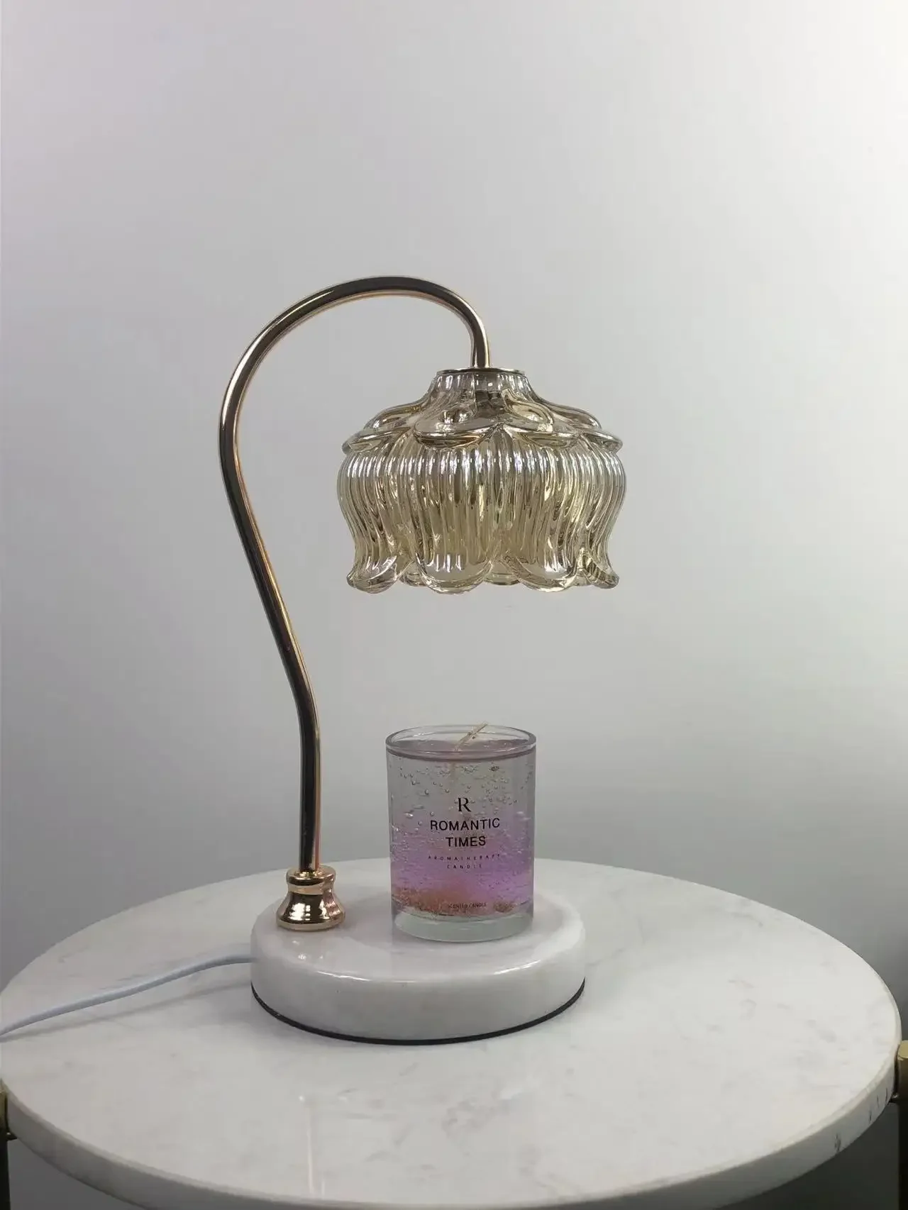 Fragrance melting wax lamp lily of the valley melting candle crystal table lamp dimmable marble fragrance lamp