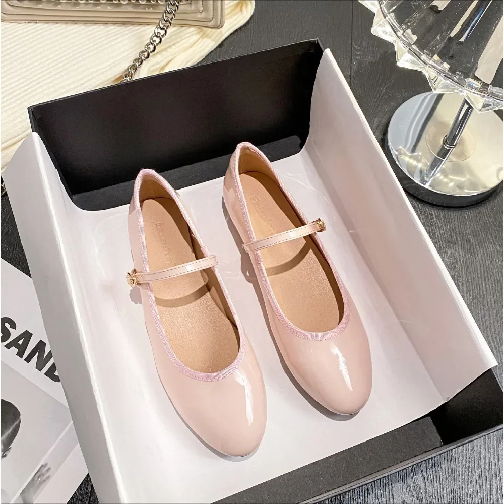 Flat shoes women\'s 2026 new Mary Jane single strap shallow mouth soft soled ballet shoes summer round toe single shoes women
