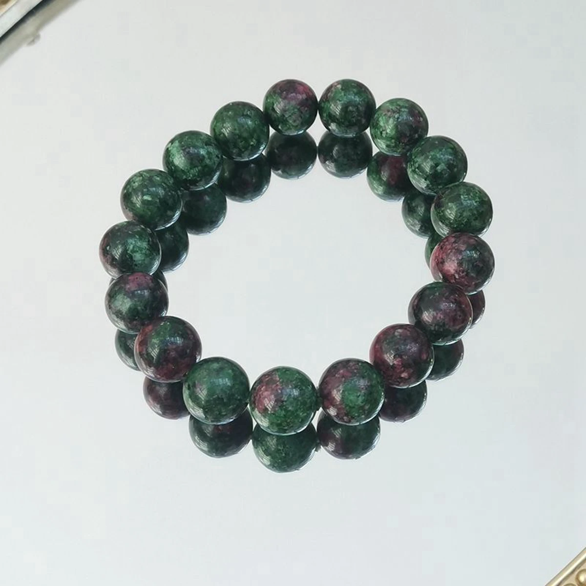

Lii Ji Real Stone Green Stone Bracelet 12mm Women Men Bracelet 18cm