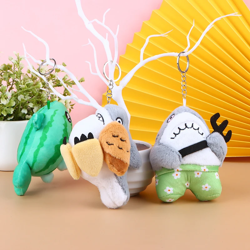 Funny Shark Plush Toy Cartoon Pendant Soft Stuffed Doll Keychain Backpack Car Bag Key Ring Decor Kid Gift