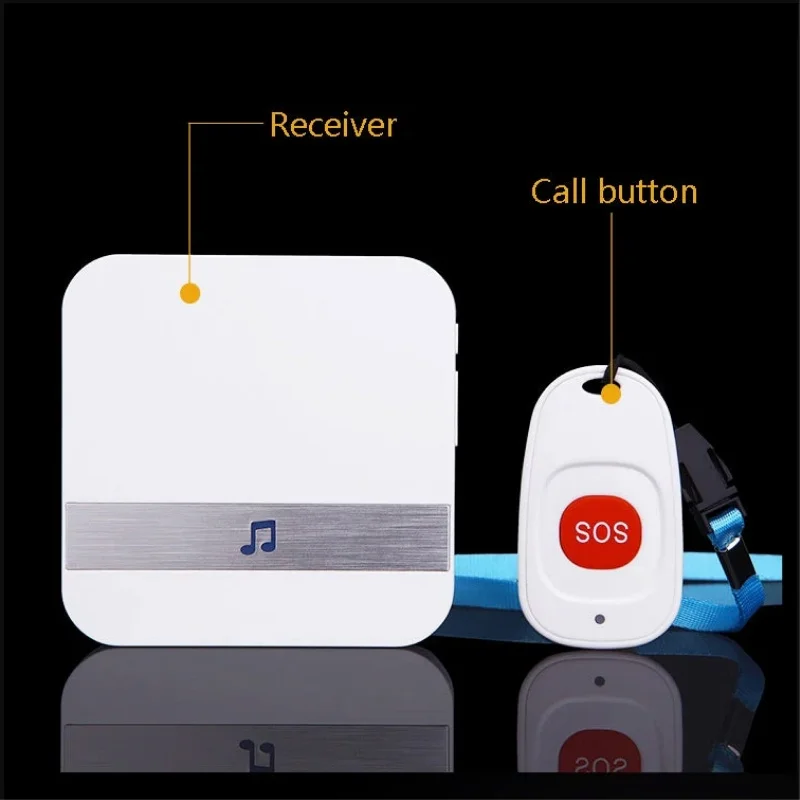 Portable Long Range Wireless Doorbell for Elderly Care, Remote Control Pager with Loud Sound & Flashing Light, Call Doorbell
