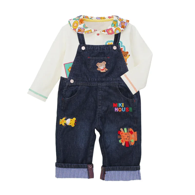 قاعدة قميص الربيع والخريف جديد الرجال والنساء الأطفال الدب الأسد طباعة كاملة البحرية طوق قميص طويل الأكمام