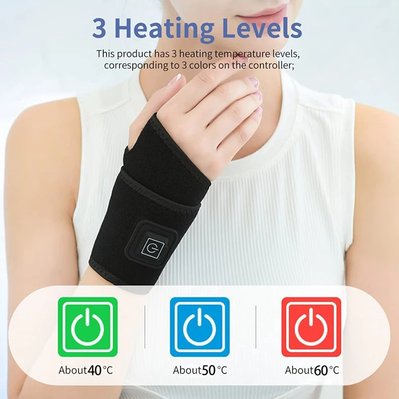 Wrist Heated Brace Wrist Warmer Electric Heated Wrap Wrist Heating Pads For Carpal Tunnel Syndrome Arthritis Tendonitis