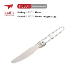Keith Titanium Tableware Knife Portable Healthy Lightweight Outdoor Picnic Hiking Folding Cutlery Ti5304