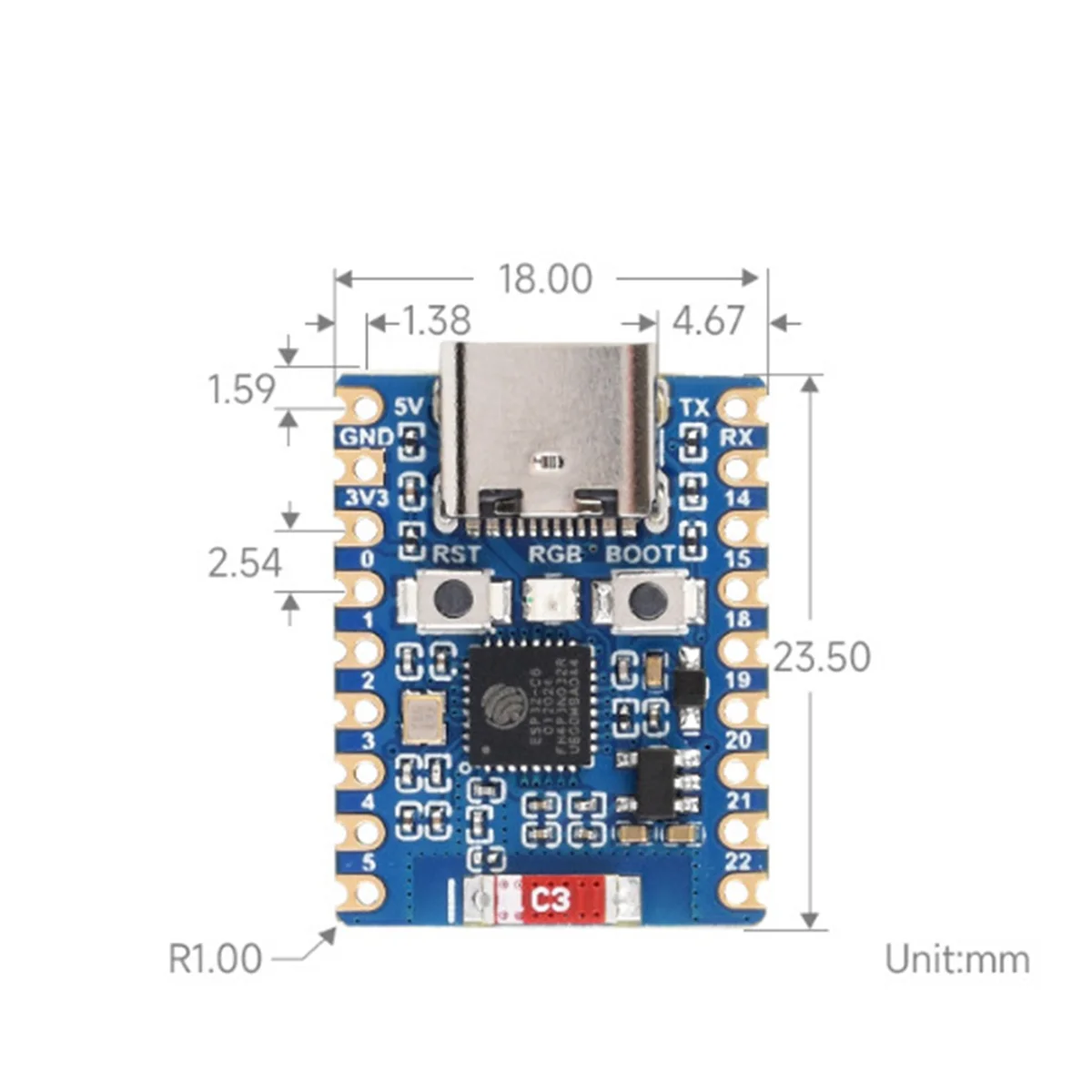 AT87-Esp32 C6 Zero M Макетная плата Wi-Fi 6 Esp32 Мини-модуль Двойной процессор поддерживает 2,4 ГГц Wi-Fi Bluetooth Le Модуль