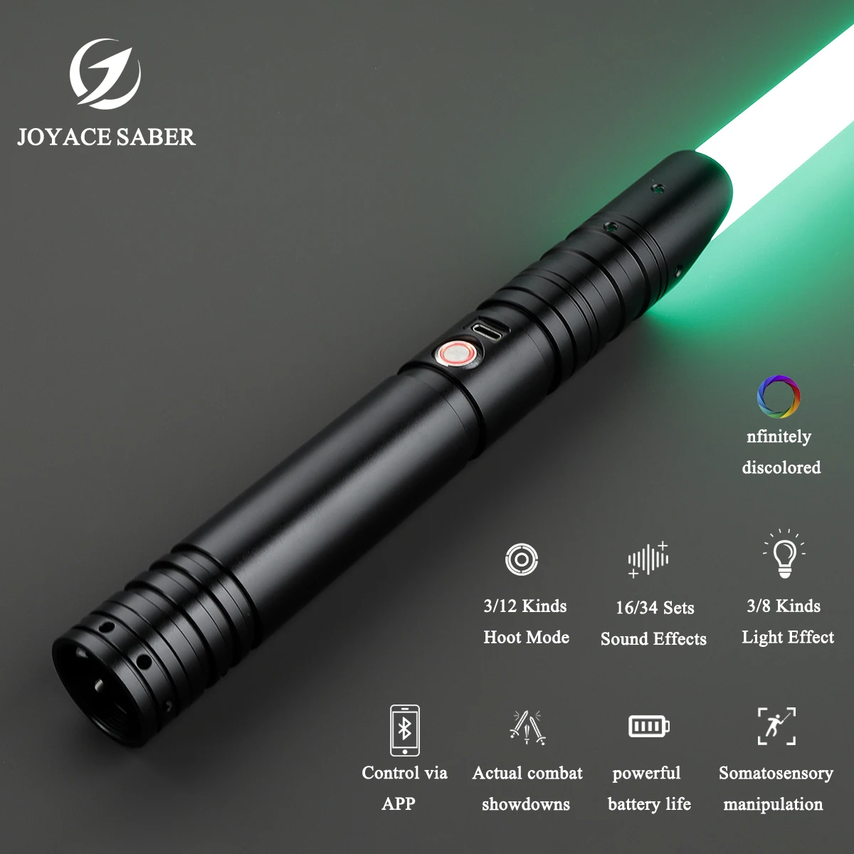 

JOYACESaber Pixel Lightsaber Sensitive Smooth Swing RGB Light Saber Heavy Dueling Metal Hilt with Bluetooth Laser Sword Toys