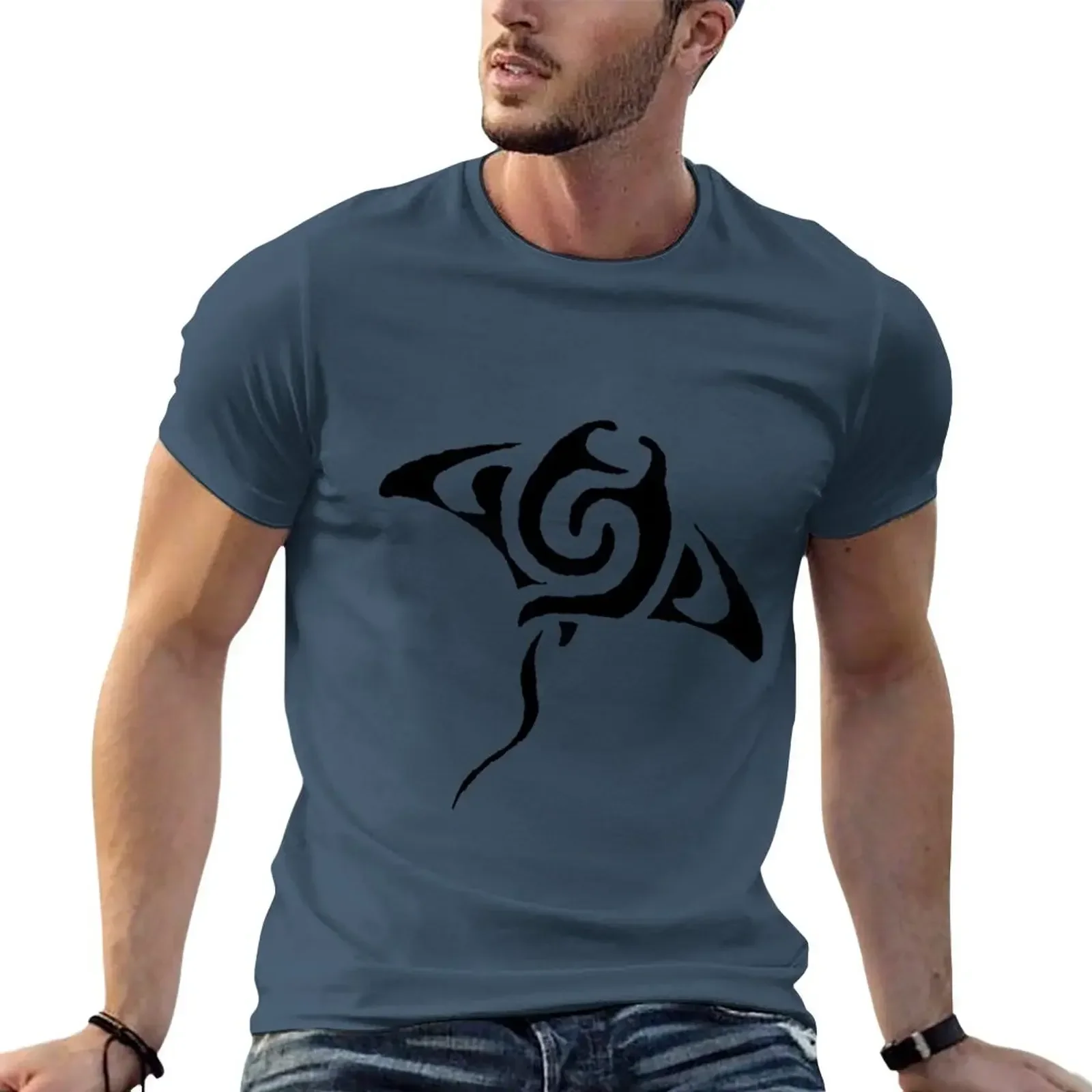 Tribal Manta Ray T-Shirt sweat oversized oversizeds T-shirt men