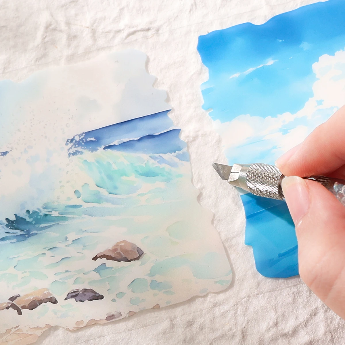 4 ロール/ボックス スクラップブッキング、雑誌用の風景テーマのステッカーロール、ギフトボックスの装飾、ファッションギフト用のフレーズステッカー