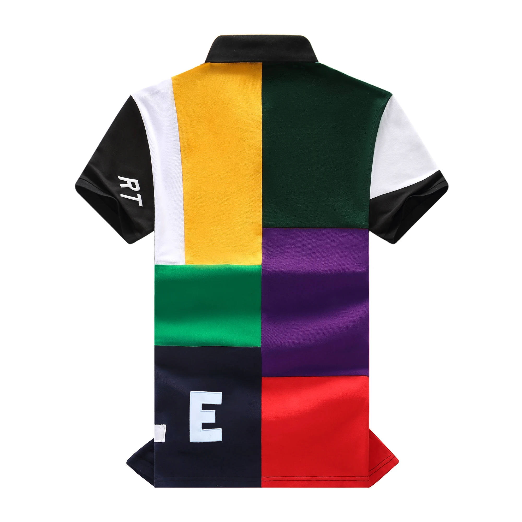 Oversized New Men's Polo T Shirt Short Sleeve Classic Patchwork Color Three Buttons Collar Tee Shirt (Available in Big & Tall)