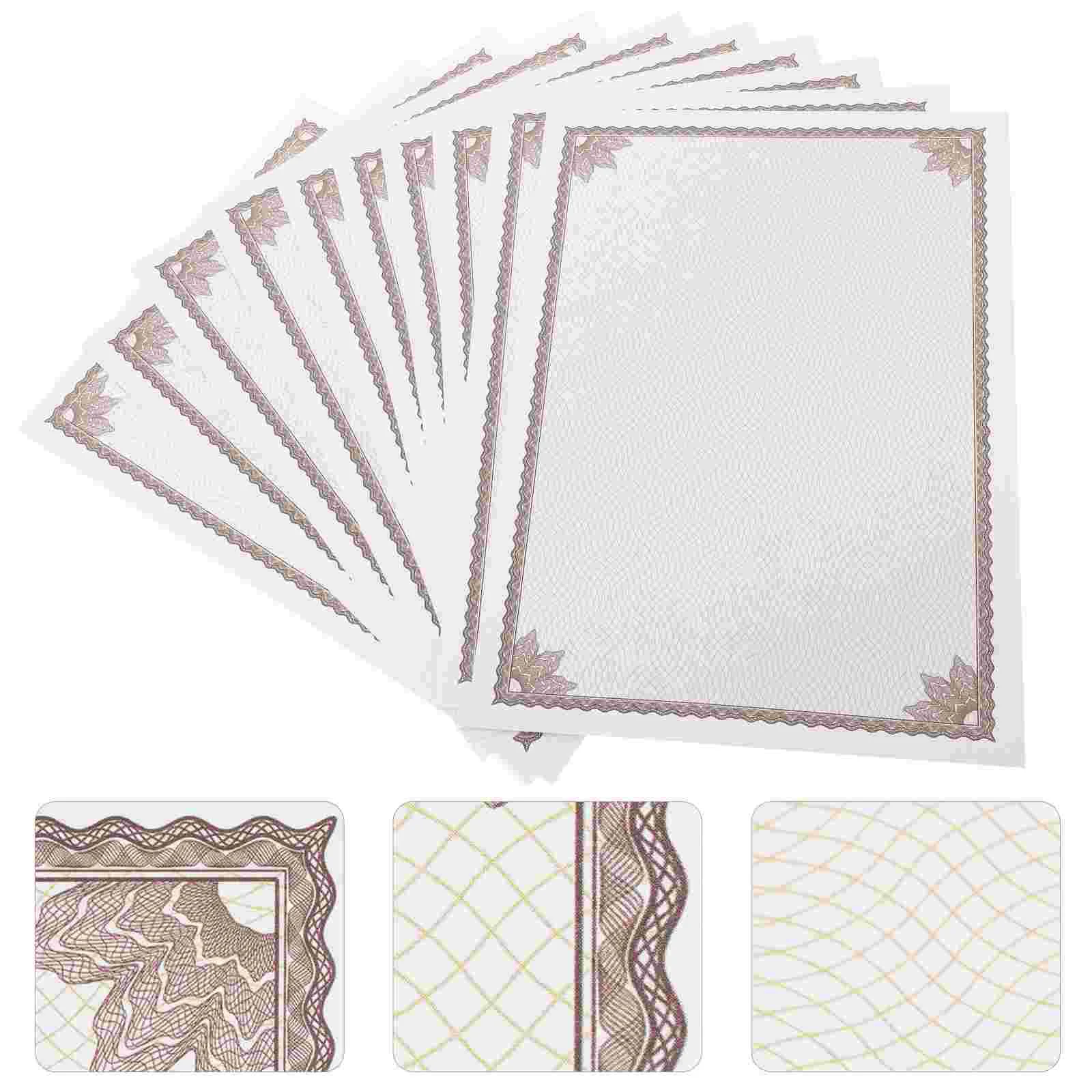 

10 Pcs Certificate Inner Page Border Paper A4 Blank Diploma Parchment Pages Writable Office