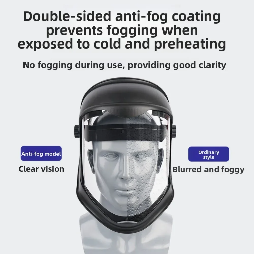 Full Face Protective Mask Anti Fog Impact Splash Head Mounted Transparent Dust Proof Oil Fume Proof Safety Shield for Work