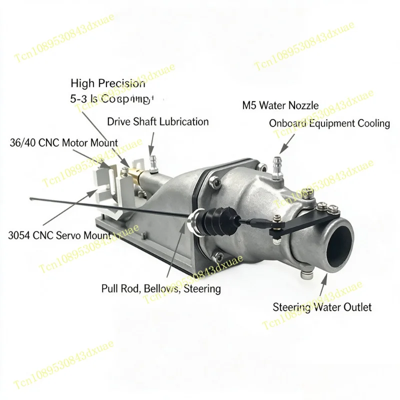 Full Aluminum Alloy 35mm Metal Pump Jet Thruster Water Jet Ejector Spray Propulsion Pump for RC Model Boat Ship