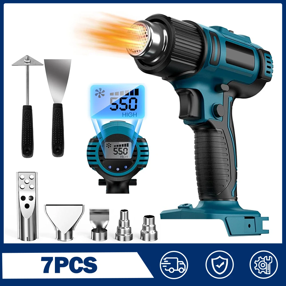 Electric Cordless Heat Gun Variable Temperature Control Hot Air Gun With LCD Digital Display For Shrink PVC Tubing/Crafts Resin