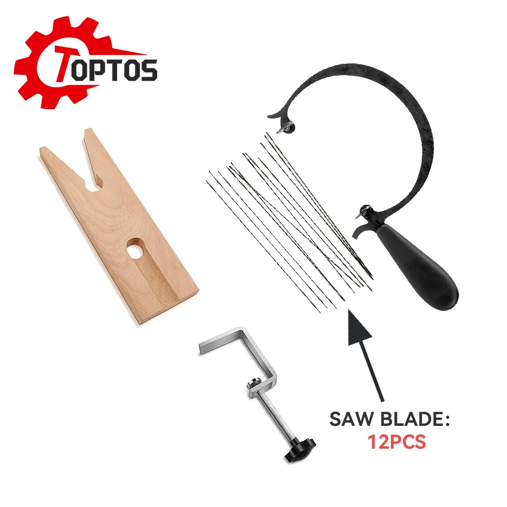 TOPTOS Jewelry Precision Saw Tool Set Mini Steel Frame with 12 Blades & Clamp for Metal Jade Cutting DIY Craft Christmas Gift