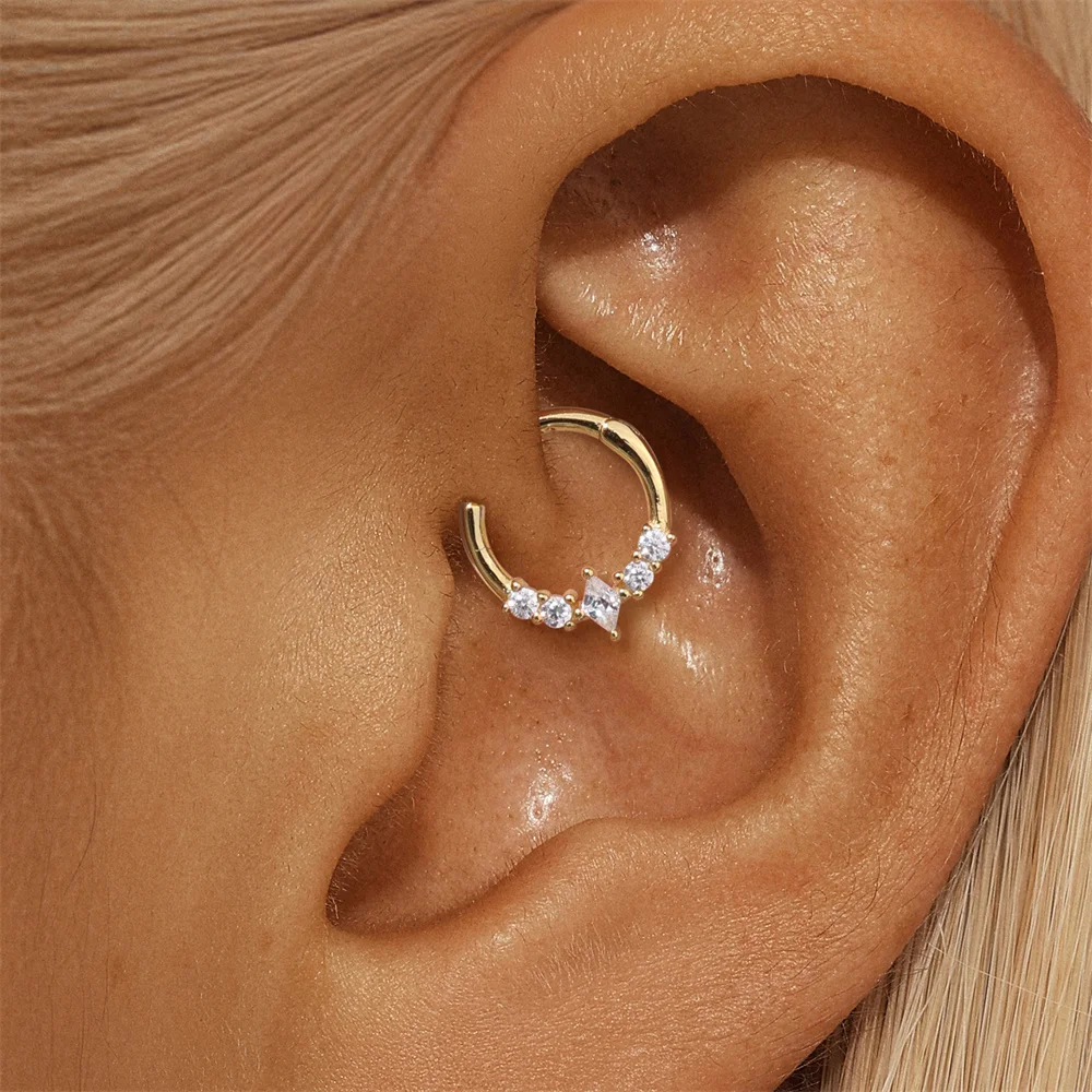

AIDE 925 Sterling Silver Zircon Clicker Piercing Ear Cartilage Helix Hoop Earings For Women Fashion Nose Ring Huggies Anillos