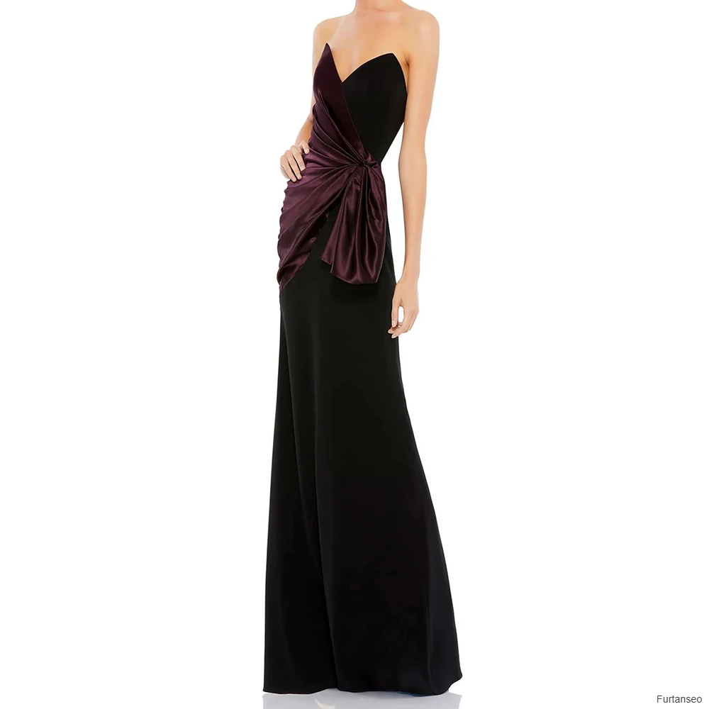 

A-line Women's Evening Dresses Floor-length Strapless Sleeveless Prom Gown Fashion Pleat Simple Draped Backless Customized Gowns