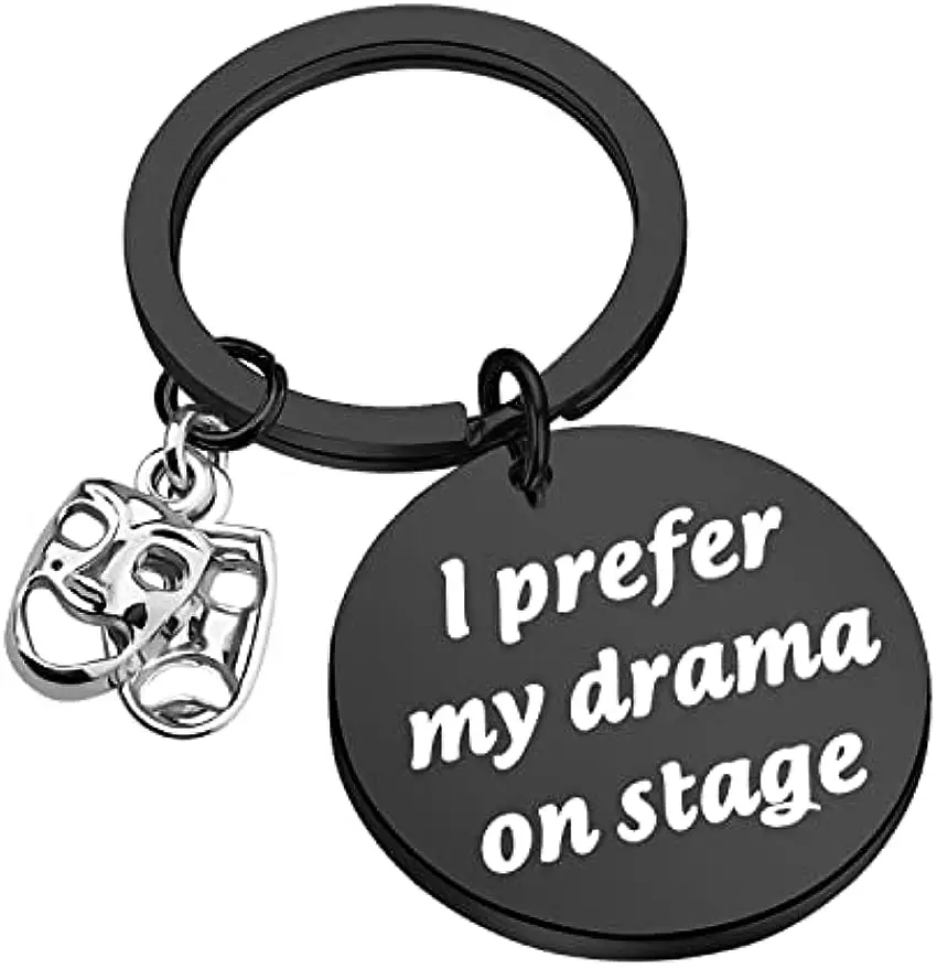 Prezent dramatyczny Wolę mój dramat na scenie teatralnej komediowe maski tragedii wisiorek, breloczek prezenty dla nauczycieli dramatu