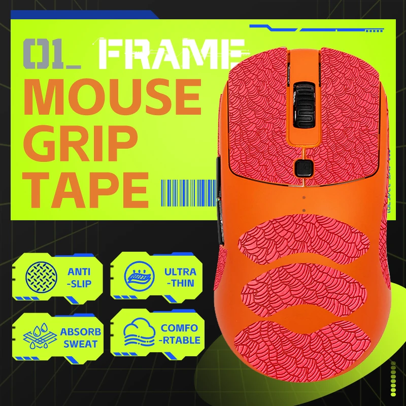 TALONGAMES Mouse Grip Tape For VAXEE XE / XE Wireless Mouse,Palm Sweat Absorption,All Inclusive Wave Patter Anti-Slip Tape(Red)