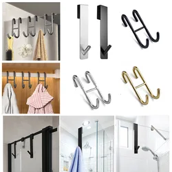 Shower Door Back Hook Bathroom Accessories Stainless Steel Over Glass Door Towel Rack S-Shape Bathrobe Hanger Holder Hooks