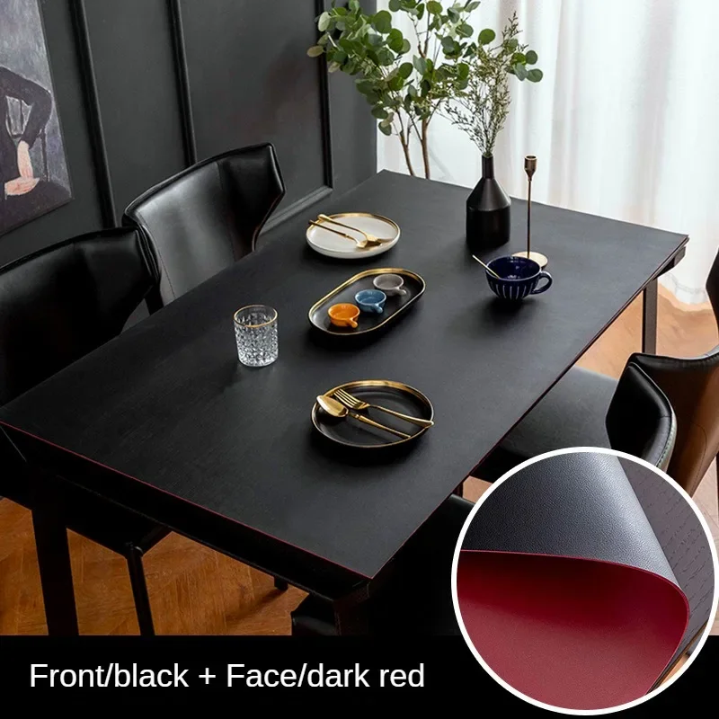 Leather Double-Sided Tablecloth Waterproof and Oil-Proof Wash Free Nordic Coffee Table Mat Solid Color Table Mat PVC Leather
