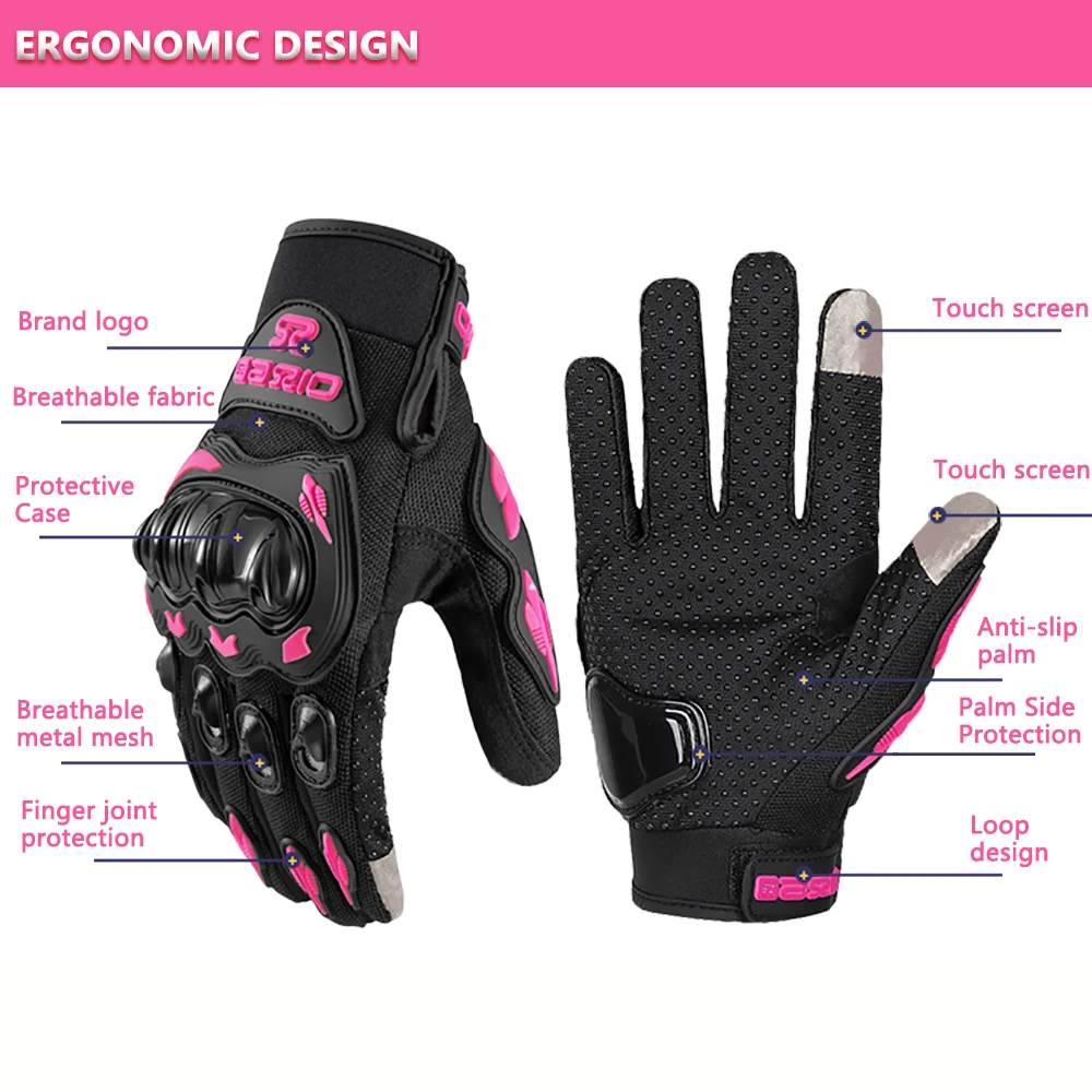 Summer Lady Pink Motorcycle Cycling Gloves Touchscreen Motocross Glove ATV MTB Mesh Breathable Motorbike Glove Wear-resistant view 3