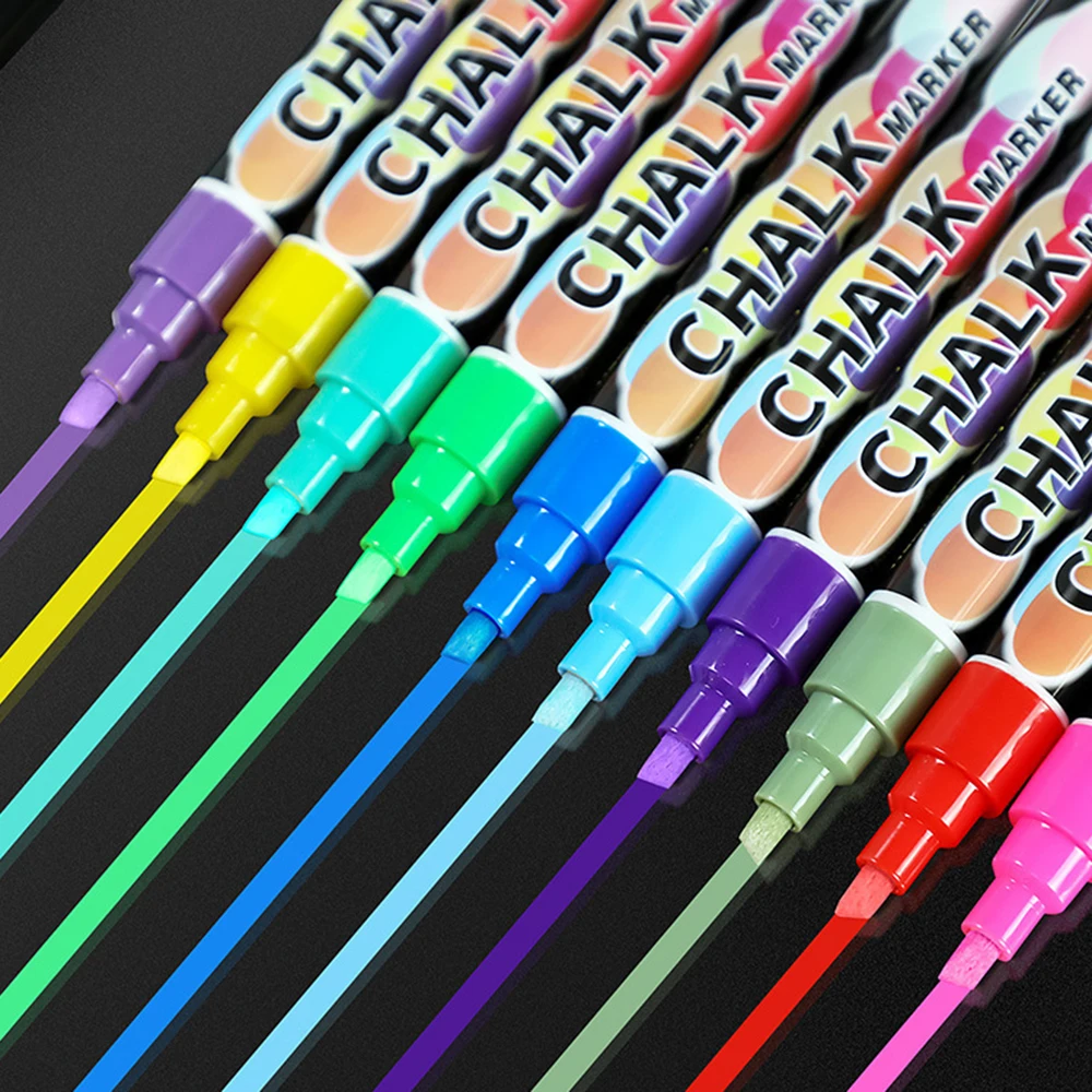 12/36 Farben abnehmbare bunte Flüssigkreide-Marker für LED-Tafel, Whiteboard Greenboard Blackboard Marker Pen – Detail 4