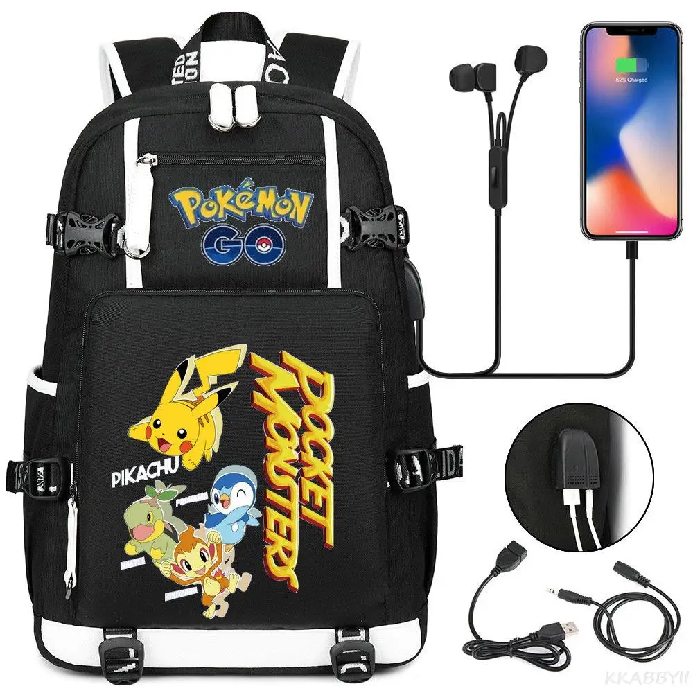 POKEMON Pikachu Backpack Women Men Large Waterproof School Bags Travel Bussiness Laptop Mochila Infantil