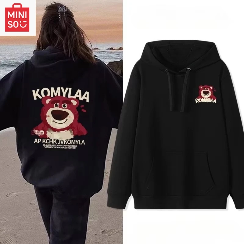

MINISO коллаборация с толстовкой с принтом Sanrio Lotso, свободная, с рисунком, многофункциональная, повседневная и милая девушка