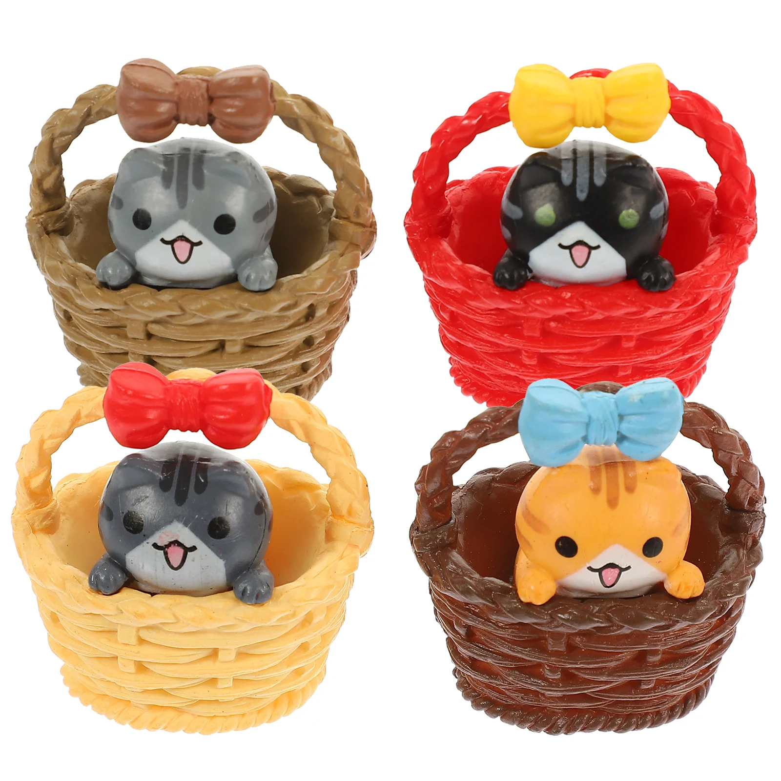 

4Pcs Mini Cartoon Cat Ornaments Creative Kitten Decorations Desktop Cabinet Home Office Micro Landscape Decor Gifts