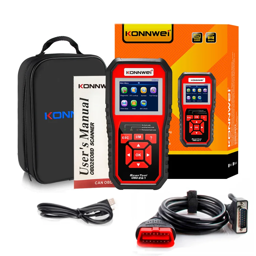 KONNWEI KW850 OBDII EOBD car computer fault scanner barcode reader NT301 AL519