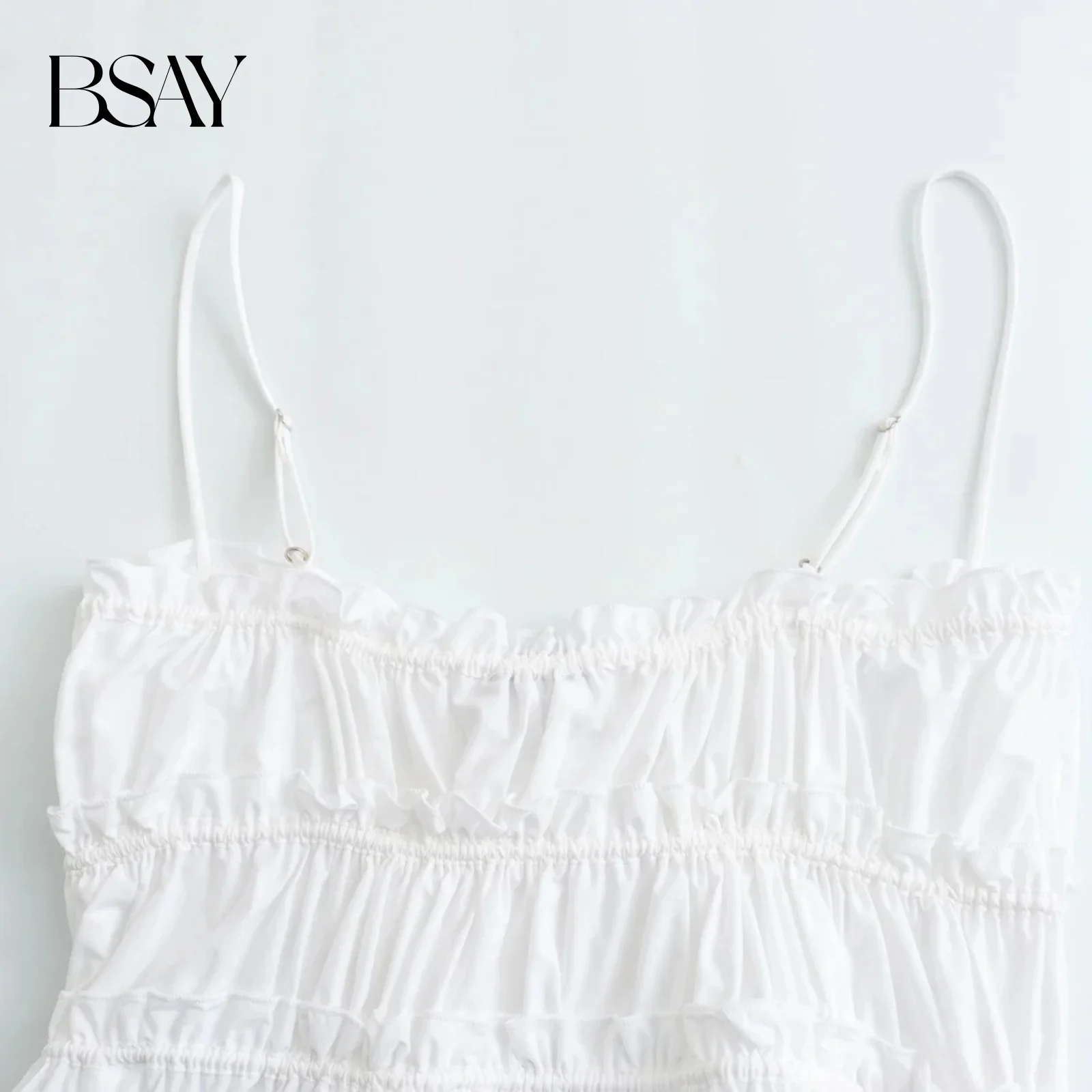 BSAY Women Fashion Summer Bow Poplin Tie Hollow Sling Top Blouse Street Clothing Vest Tank Chic Ladies Crop Tops Mujer