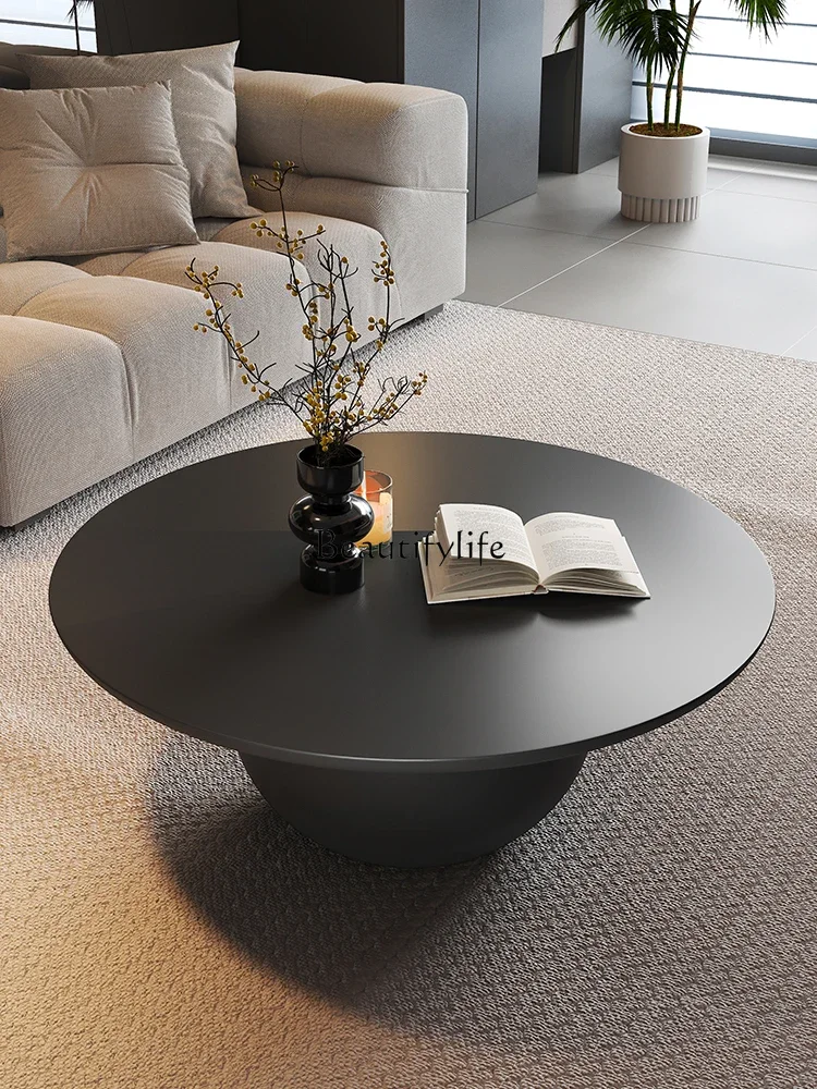 Italian Minimalist Coffee Table Living Room Designer Creative Black FRP round Tea Table Artistic Sense