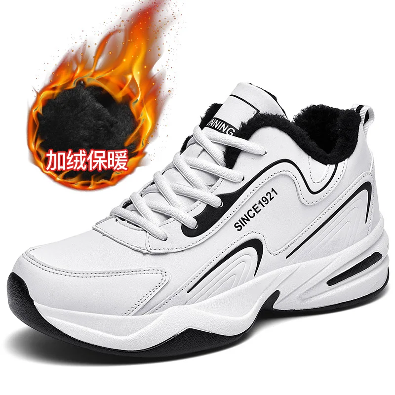 

Мужские теплые кроссовки, черные кожаные зимние повседневные кроссовки для прогулок на открытом воздухе, мужские спортивные брендовые кроссовки Shootstenis Masculino Homem